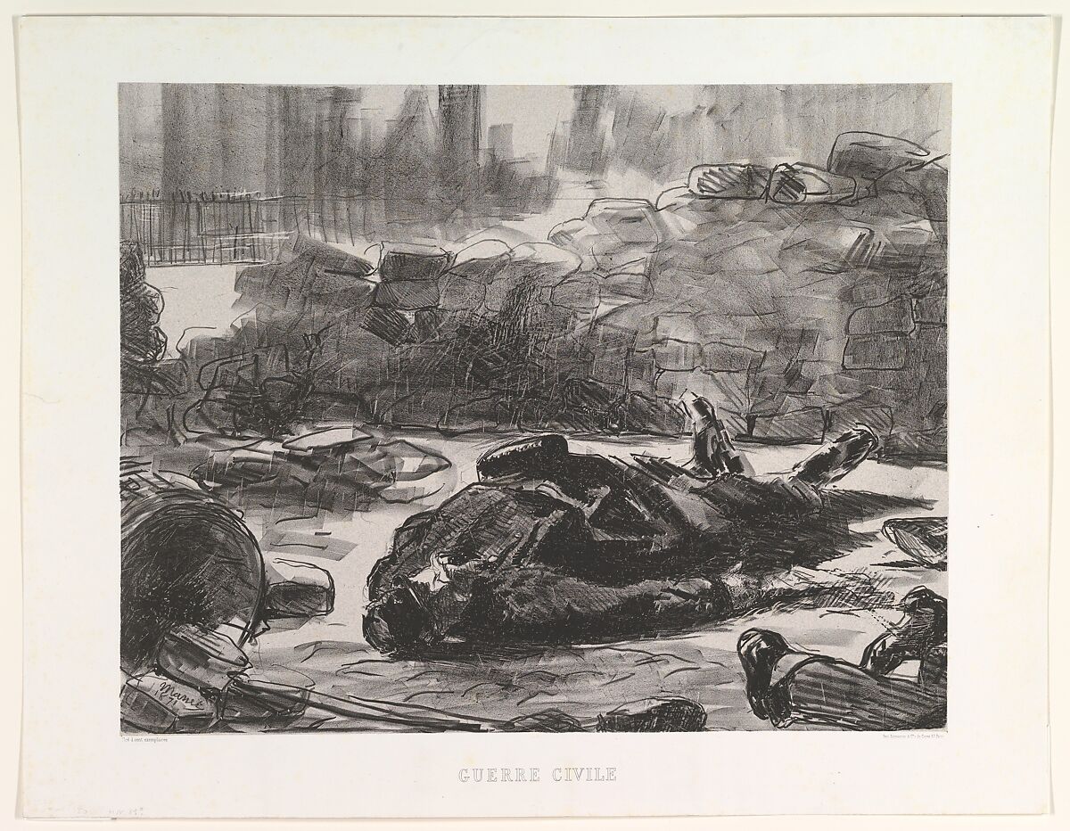 Civil War, Edouard Manet, Lithograph on chine collé; second state of two