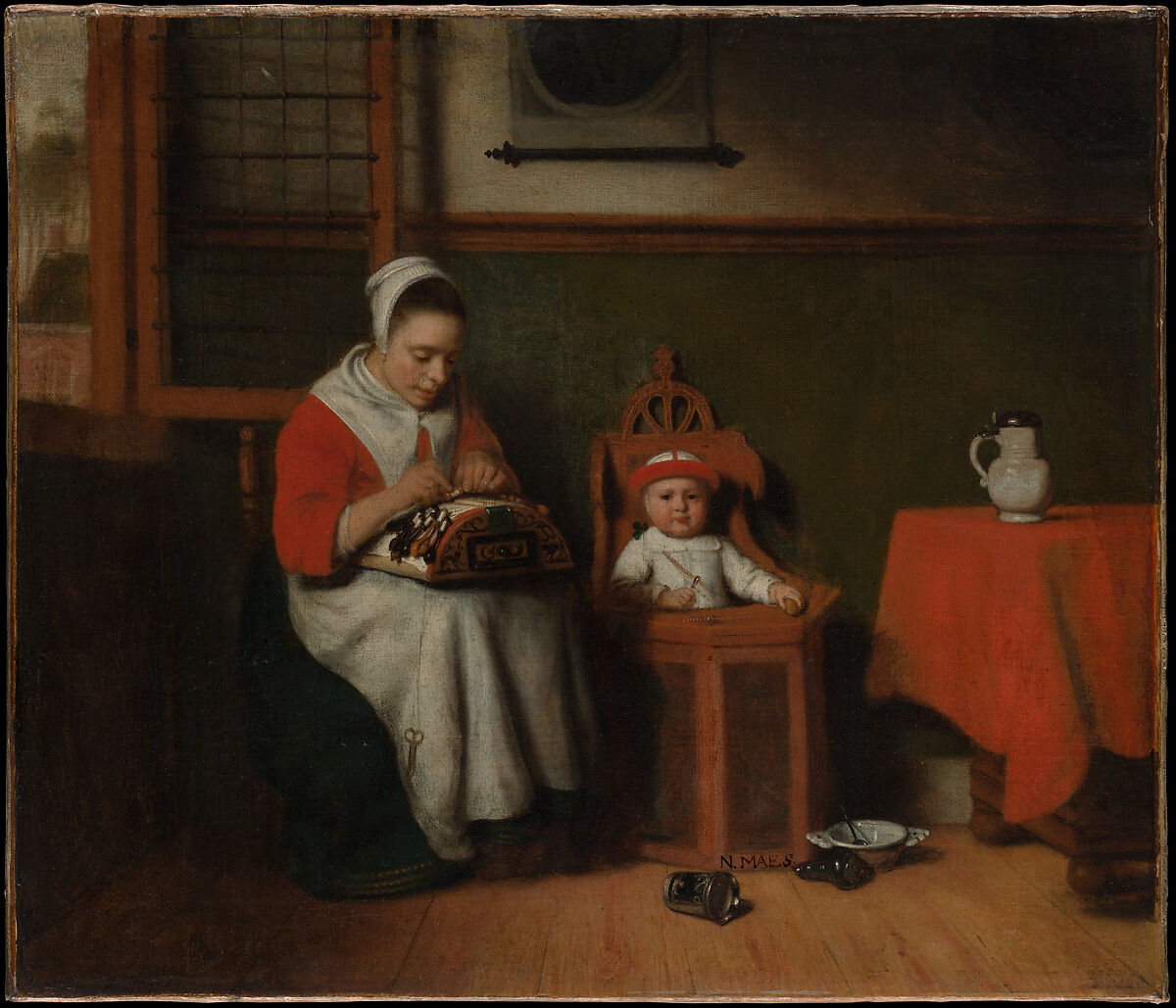 The Lacemaker, Nicolaes Maes, Oil on canvas