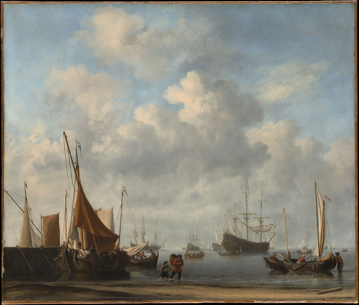Entrance to a Dutch Port, Willem van de Velde II, Oil on canvas