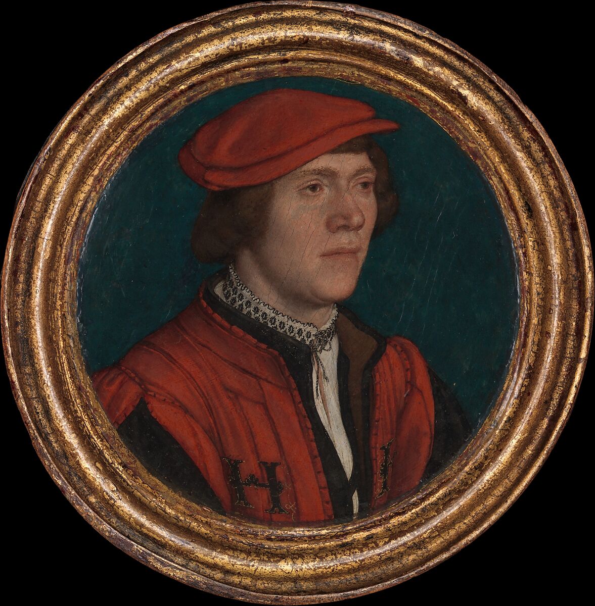 Portrait of a Man in Royal Livery, Hans Holbein the Younger, Oil and gold on parchment, laid down on linden