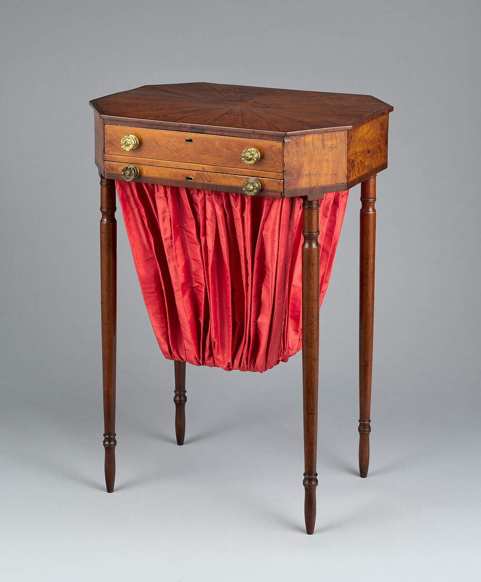 Worktable, Mahogany, mahogany and birch veneers with white pine, mahogany, American