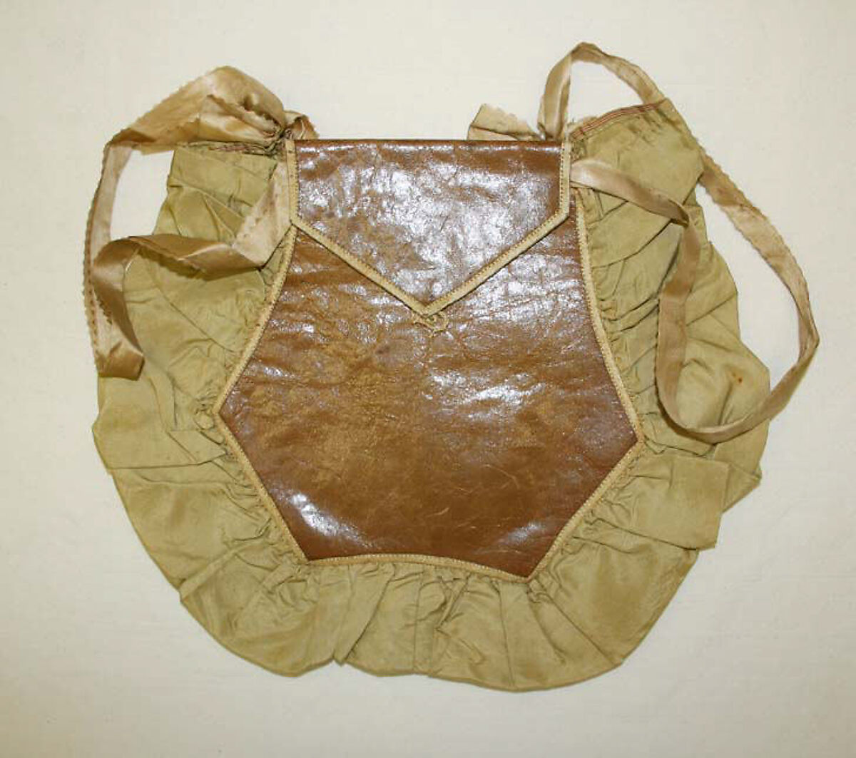 Bag, leather, silk, cotton, American 
