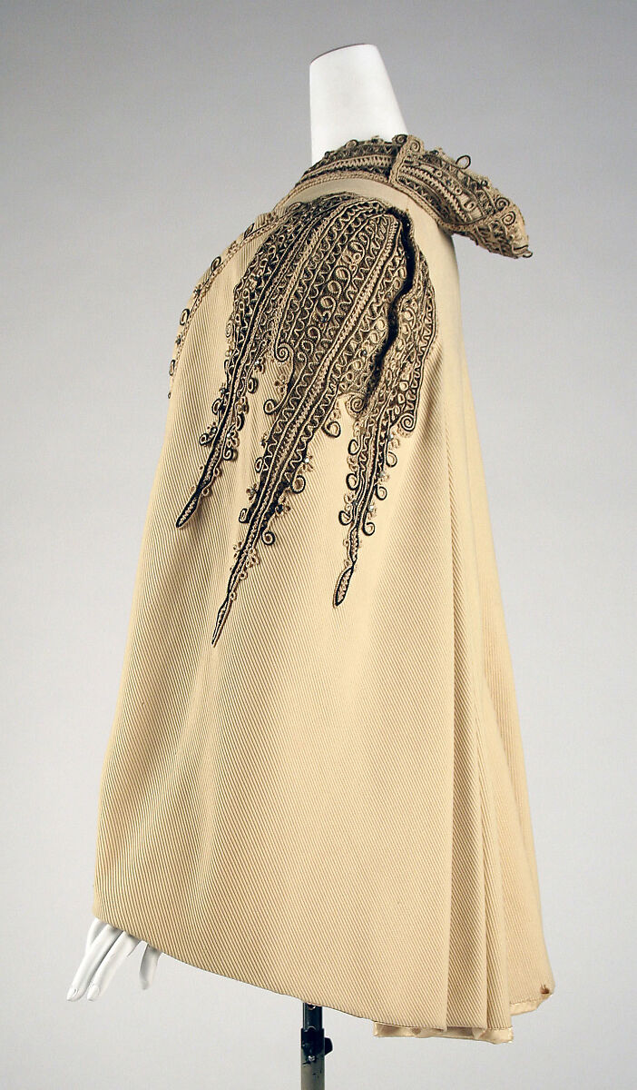 Cape, wool, silk, metallic, American