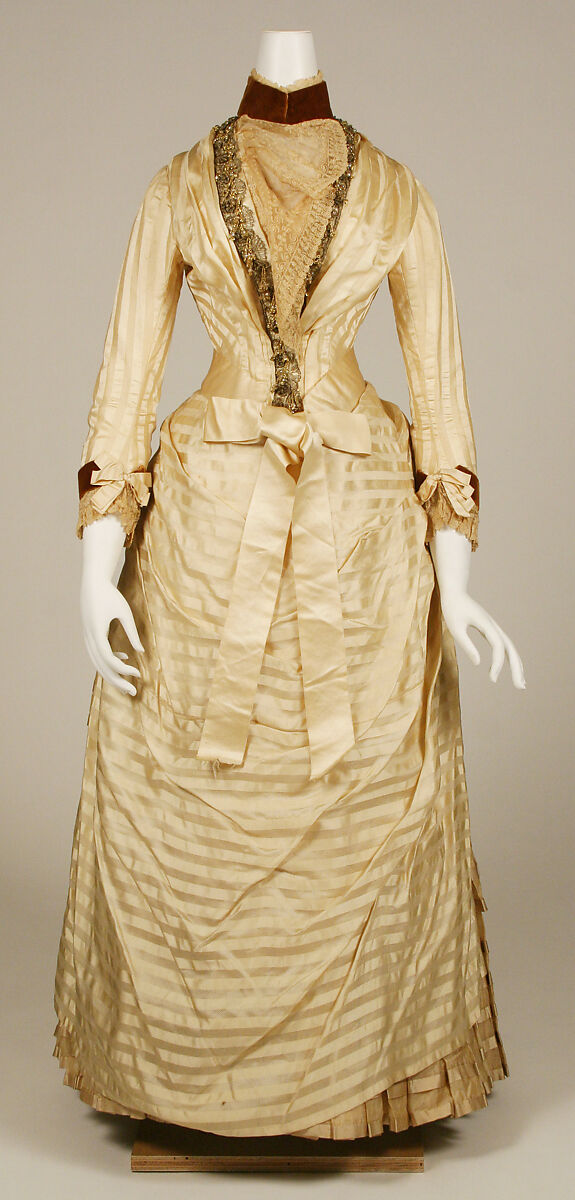 Dress, Mrs. C. Petterson, silk, metallic thread, beads, American 