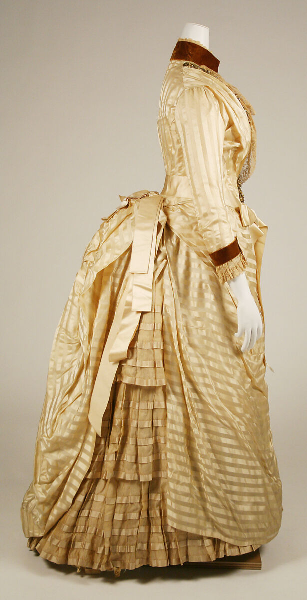 Dress, Mrs. C. Petterson, silk, metallic thread, beads, American