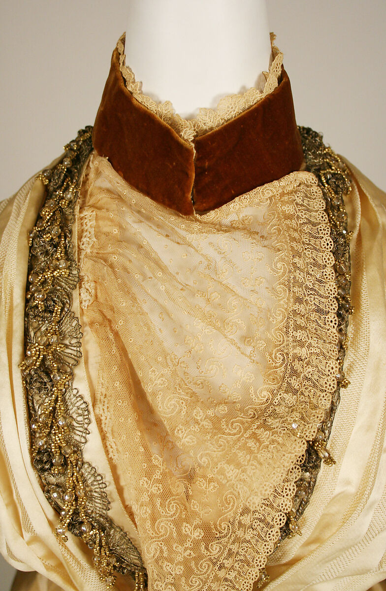 Dress, Mrs. C. Petterson, silk, metallic thread, beads, American