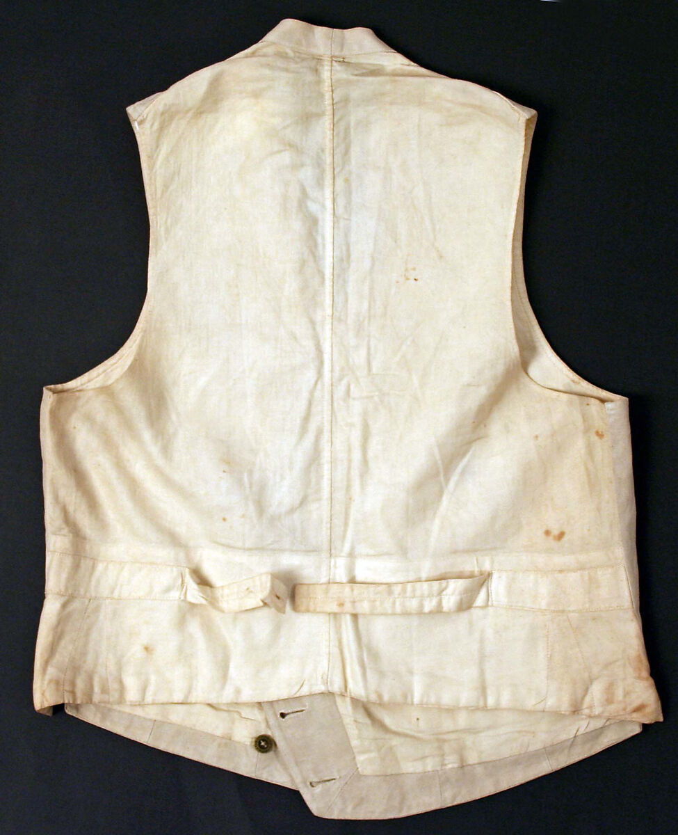 Vest, linen, cotton, American
