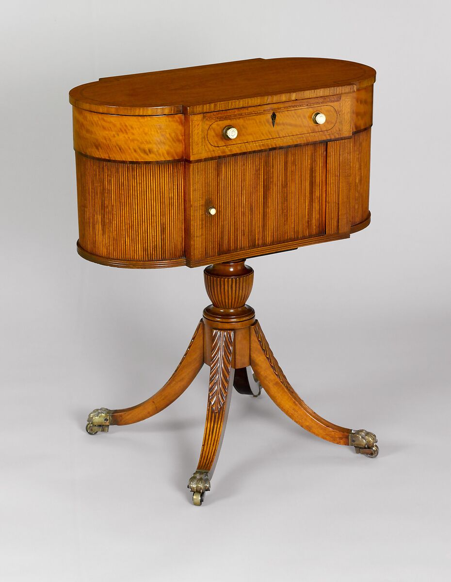 Work Table, Satinwood, mahogany, tulip poplar, American