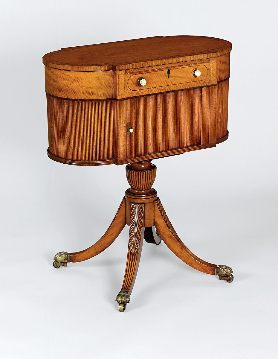 Work Table, Satinwood, mahogany, tulip poplar, American