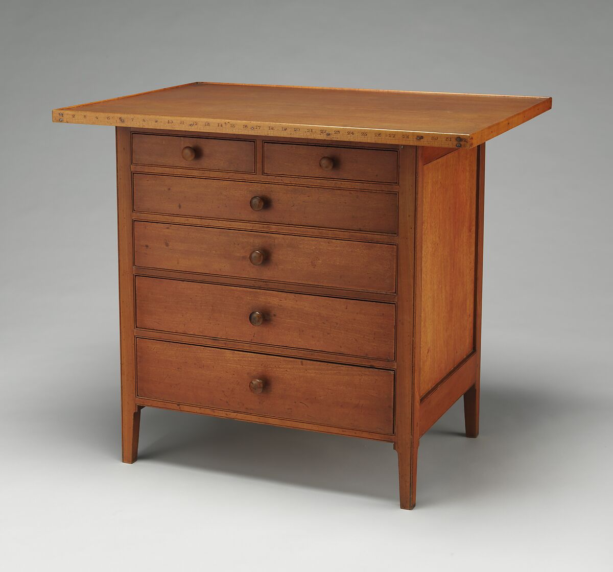Sewing Table, James X. Smith (1806–1888), Cherry, butternut, pine, basswood, sycamore, maple, American, Shaker 