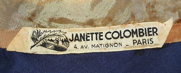 Hat, Janette Colombier (French), silk, French