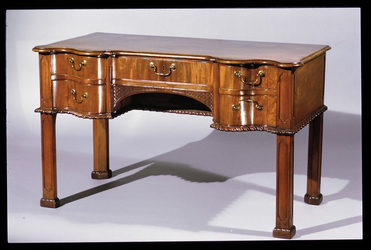 Writing Table, Mahogany, sweet gum, yellow pine, Atlantic white cedar, yellow poplar; brass, American