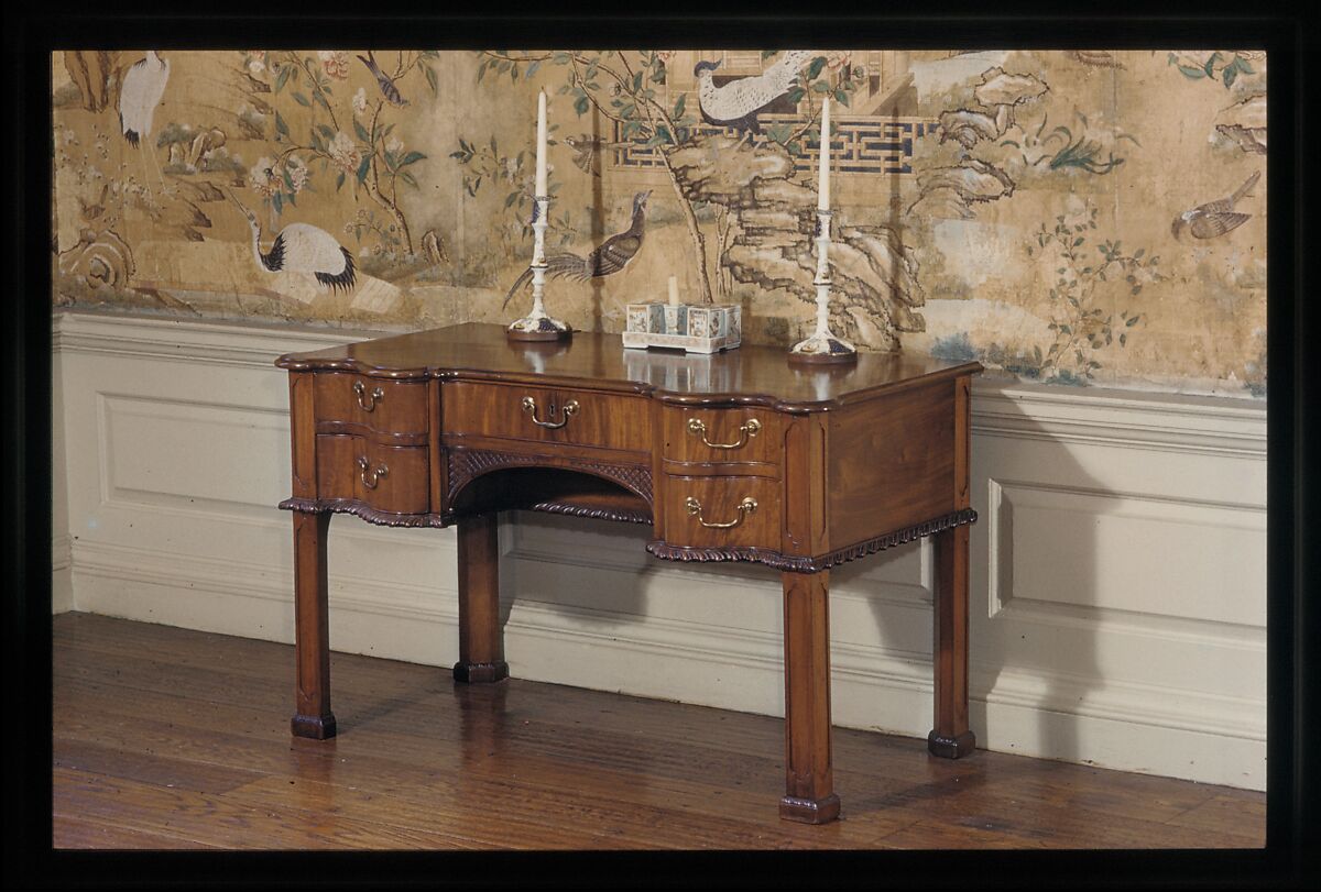 Writing Table, Mahogany, sweet gum, yellow pine, Atlantic white cedar, yellow poplar; brass, American