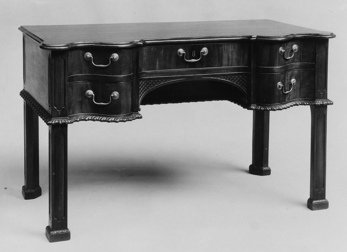 Writing Table, Mahogany, sweet gum, yellow pine, Atlantic white cedar, yellow poplar; brass, American