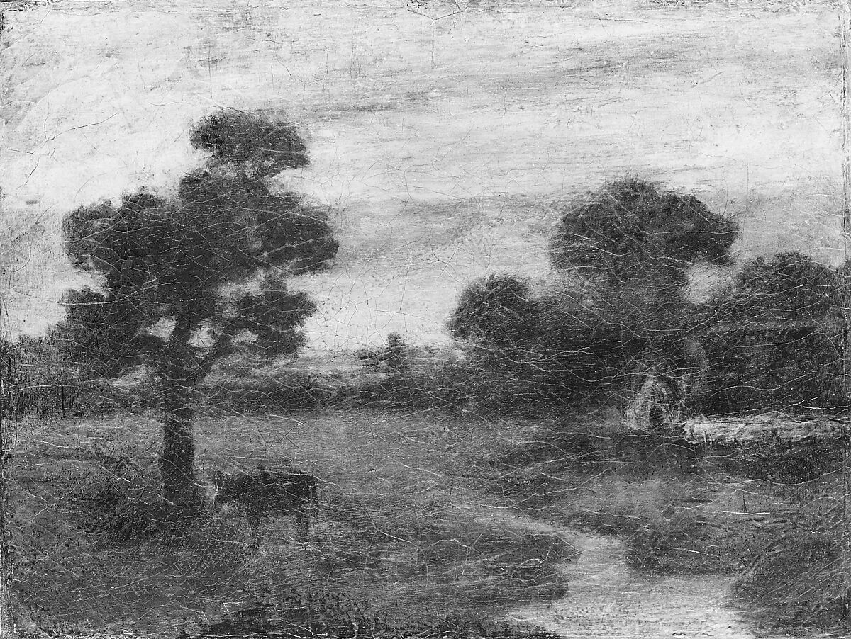 Pasture at Evening, Albert Pinkham Ryder  American, Oil on canvas, American