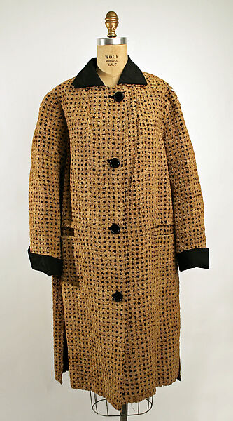 Coat, Attributed to House of Dior (French, founded 1946), silk, straw, French 