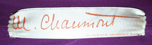 Evening ensemble, Marcelle Chaumont (French, 1940–1953), (a, b) metal thread
(c) silk, French