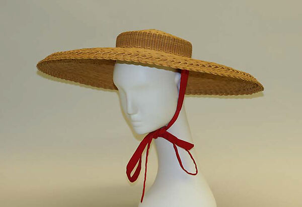 Hat, House of Dior (French, founded 1946), raffia, cotton, French 