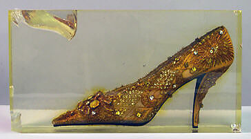 Evening shoes, House of Dior (French, founded 1946), silk, leather, glass, sequins, metallic thread, French 