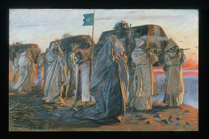 Dirge of the Three Queens, Edwin Austin Abbey (American, Philadelphia, Pennsylvania 1852–1911 London), Pastel on paper, American