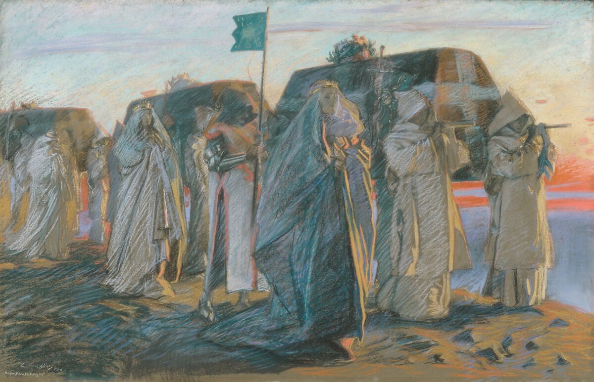 Dirge of the Three Queens, Edwin Austin Abbey (American, Philadelphia, Pennsylvania 1852–1911 London), Pastel on paper, American
