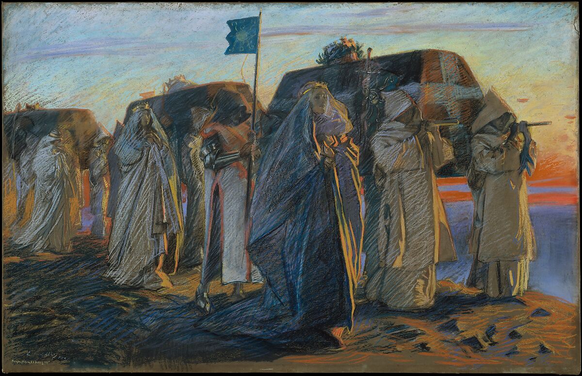 Dirge of the Three Queens, Edwin Austin Abbey (American, Philadelphia, Pennsylvania 1852–1911 London), Pastel on paper, American 