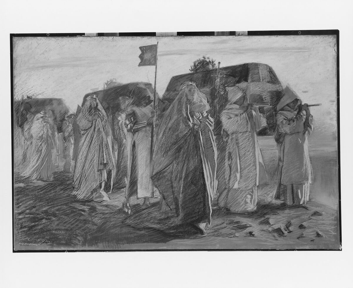 Dirge of the Three Queens, Edwin Austin Abbey (American, Philadelphia, Pennsylvania 1852–1911 London), Pastel on paper, American