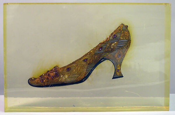 Evening shoes, House of Dior (French, founded 1946), silk, leather, glass, metallic threads, French 