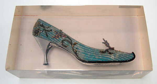 Evening shoes, House of Dior (French, founded 1946), silk, leather, glass, French 