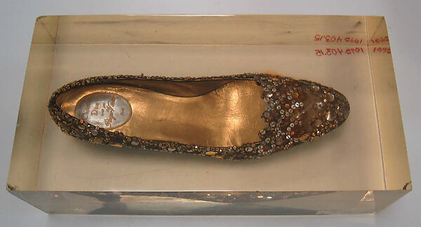 Evening shoes, House of Dior (French, founded 1946), silk, leather, metallic thread, sequins, French 