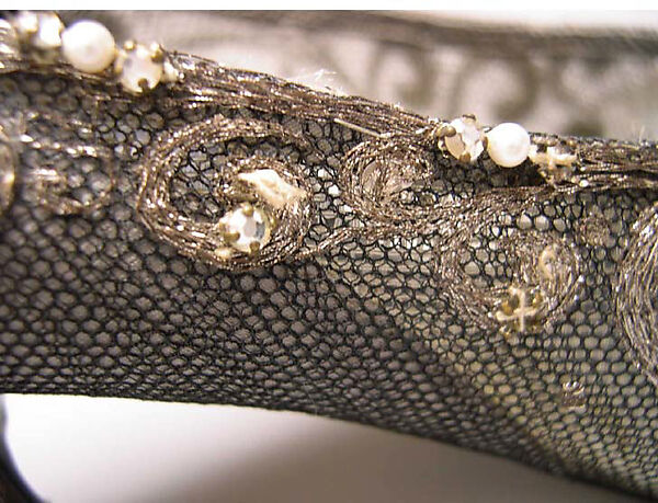 Evening shoes, House of Dior (French, founded 1946), silk, nylon, leather, metallic thread, plastic, glass, French