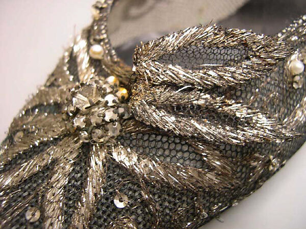 Evening shoes, House of Dior (French, founded 1946), silk, nylon, leather, metallic thread, plastic, glass, French