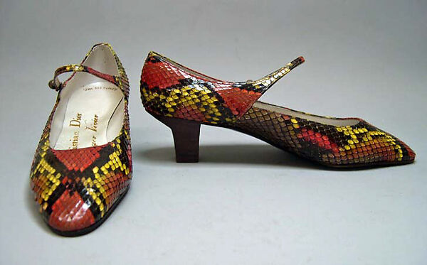 Pumps, House of Dior (French, founded 1946), snakeskin, leather, metal, French 