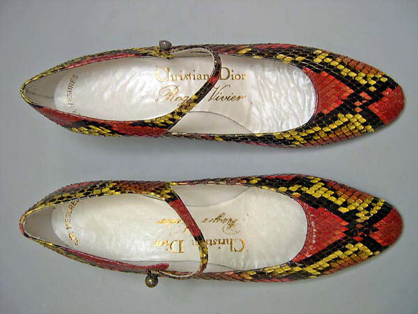 Pumps, House of Dior (French, founded 1946), snakeskin, leather, metal, French