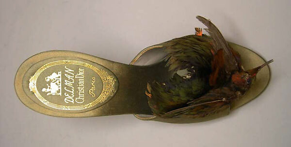 Evening shoes, House of Dior (French, founded 1946), silk, feather, French