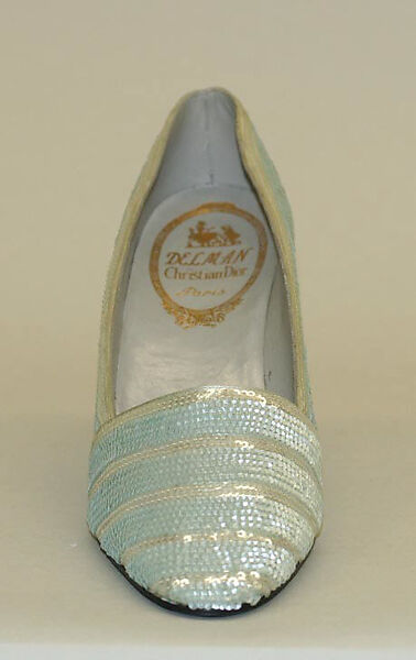 Evening shoes, Christian Dior (French, Granville 1905–1957 Montecatini), silk, plastic, French