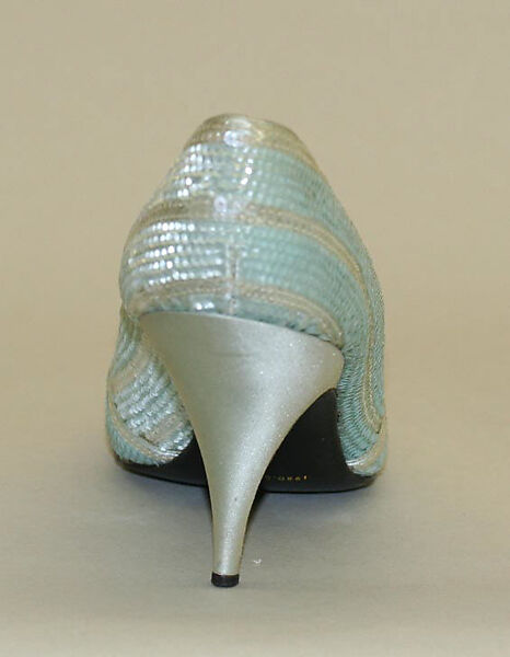 Evening shoes, Christian Dior (French, Granville 1905–1957 Montecatini), silk, plastic, French