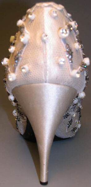 Wedding shoes, House of Dior (French, founded 1946), silk, nylon, glass, metal, plastic, French