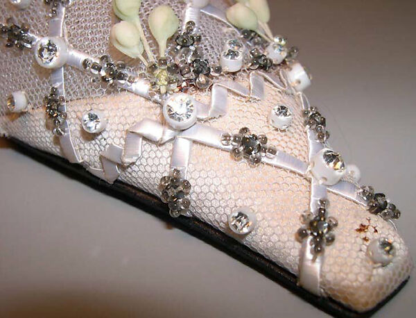 Wedding shoes, House of Dior (French, founded 1946), silk, nylon, glass, metal, plastic, French