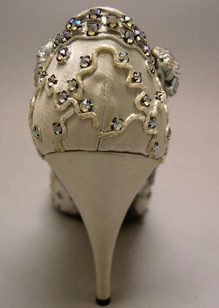 Evening shoes, House of Dior (French, founded 1946), silk, plastic, glass, metal, French