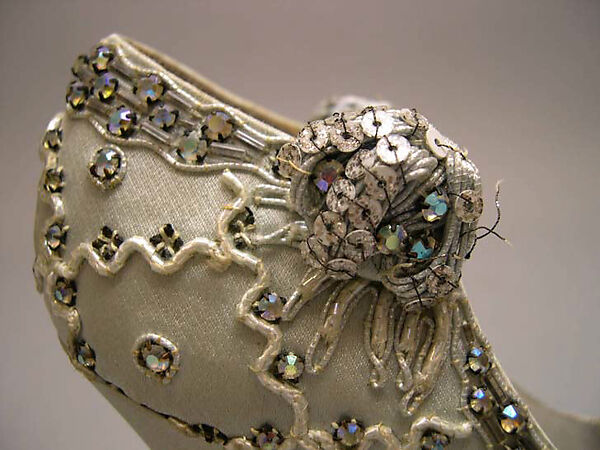Evening shoes, House of Dior (French, founded 1946), silk, plastic, glass, metal, French