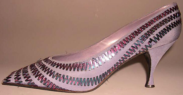 Evening shoes, House of Dior (French, founded 1946), silk, metallic thread, French 