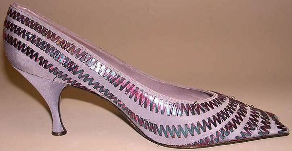 Evening shoes, House of Dior (French, founded 1946), silk, metallic thread, French