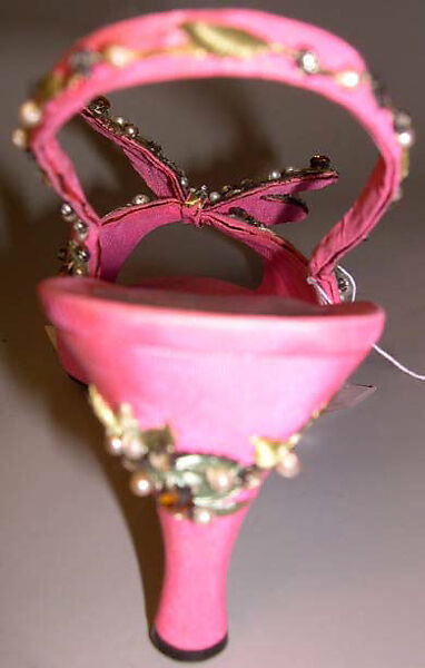 Evening sandals, House of Dior (French, founded 1946), silk, metallic thread, glass, plastic, French