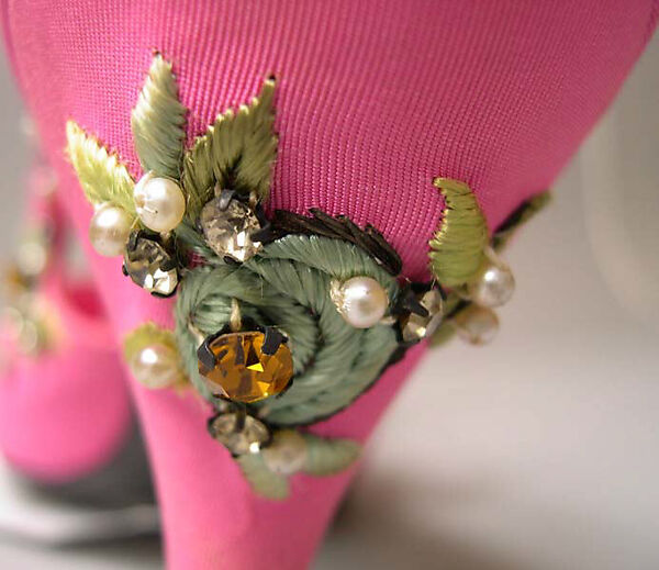 Evening sandals, House of Dior (French, founded 1946), silk, metallic thread, glass, plastic, French