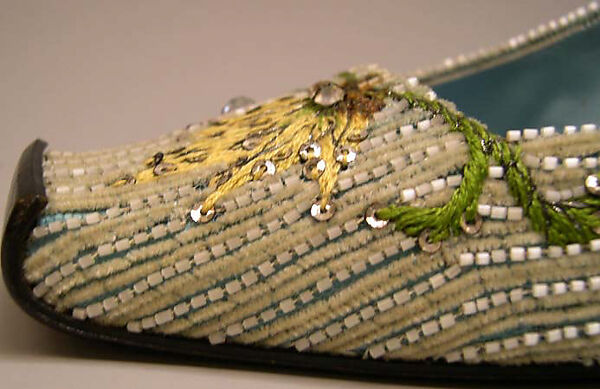 Evening shoes, House of Dior (French, founded 1946), silk, cotton, metallic thread, plastic, glass, French