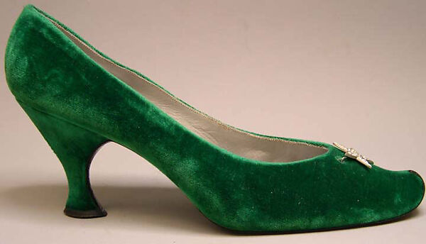 Evening shoes, House of Dior (French, founded 1946), silk, metal, glass, French 