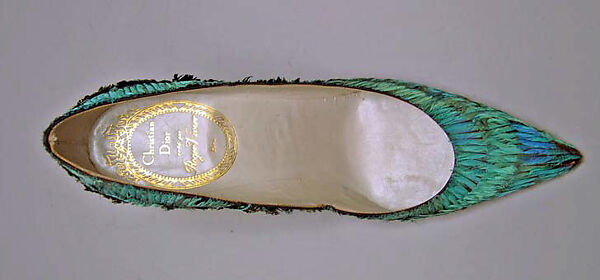 Evening shoes, House of Dior (French, founded 1946), silk, feathers, French