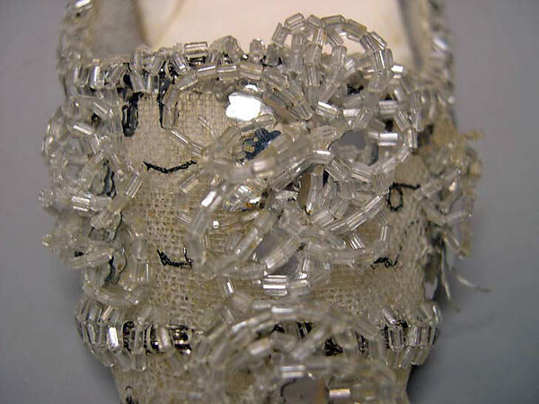 Evening shoes, House of Dior (French, founded 1946), nylon, plastic, glass, metallic thread, French