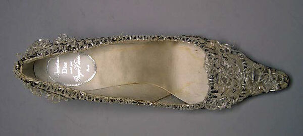 Evening shoes, House of Dior (French, founded 1946), nylon, plastic, glass, metallic thread, French